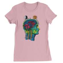 Psyche-Delic Cosmic Mushroom Head Womens T-Shirt - Yellow - View 5