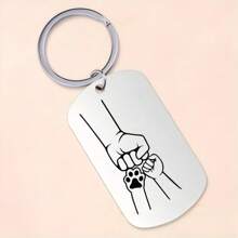 定制爸爸钥匙圈、爸爸照片钥匙扣、爸爸拳头与孩子名字钥匙扣、父亲节礼物、爸爸个性化家庭礼物 - 銀色-單面定制 - 查看 10