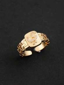 1pc Women's Minimalist Arabic Initial Open Ring (Only Arabic Letters) - Gold - View 14