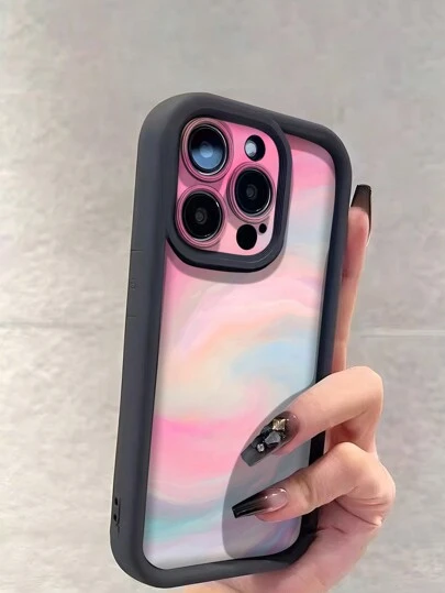 Oil Painting Fashion 1pc Dreamscape Gradient Pattern TPU Soft Phone Case, Shock Proof, Compatible With Apple Phones Waterproof Anti-Fall Scratch Resistant, International Version, Not The Domestic Version Spring