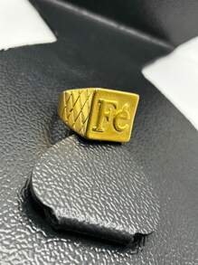 Men's Stainless Steel Faith Ring - 金色 - 查看 5