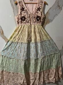 Long Lurex Dress - 乾枯玫瑰色 - 查看 2