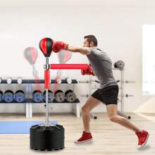 YUNRUX Fitness Punching Bag Punching Ball Set Boxing Ball Foot Punching Bag Speed Ball Height Adjustable Freestanding Boxing Ball Punching Bag Ideal For Training Stress Relief And Fitness 360° Reflex Spinning Bar - Red - View 9