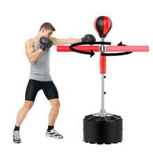 YUNRUX Fitness Punching Bag Punching Ball Set Boxing Ball Foot Punching Bag Speed Ball Height Adjustable Freestanding Boxing Ball Punching Bag Ideal For Training Stress Relief And Fitness 360° Reflex Spinning Bar - Red - View 4