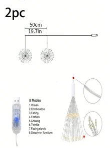 1 套 USB 悬挂式 LED 烟花灯，多模式 DIY 形状 LED 仙女装饰灯，180 个 LED、360 个 LED 爆炸星形灯串，适用于卧室、阳台、客厅、派对氛围装饰，带温暖多彩的灯光 - USB - 查看 11