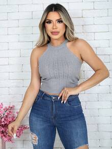 PLAIN MODAL WOMEN'S TANK TOP LAUNCH 2024 - 灰色 - 查看 2