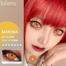 Lalens Makima Cosplay Anime Block Xanh & Vàng Nhập Vai Niềm Tự Hào Kính Áp Tròng Màu 2 Chiếc Đường Kính 14,5mm Độ Cong 8,6mm Hàng Năm Dùng Một Lần Hàm Lượng Nước 38% Hydrogel Vật Liệu Không Ion Kính Áp Tròng Anime Cosplay Màu Hoa Văn Mở Rộng Mắt Khóa Cạnh Kính Áp Tròng Đóng Kính Áp Tròng Bán Chạy - makima - Xem 4