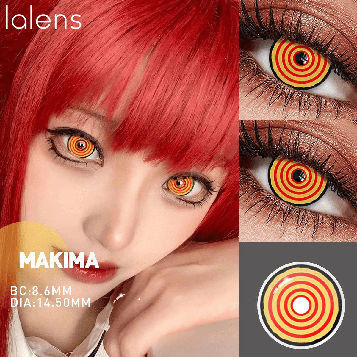 Lalens Makima Cosplay Anime Block Xanh & Vàng Nhập Vai Niềm Tự Hào Kính Áp Tròng Màu 2 Chiếc Đường Kính 14,5mm Độ Cong 8,6mm Hàng Năm Dùng Một Lần Hàm Lượng Nước 38% Hydrogel Vật Liệu Không Ion Kính Áp Tròng Anime Cosplay Màu Hoa Văn Mở Rộng Mắt Khóa Cạnh Kính Áp Tròng Đóng Kính Áp Tròng Bán Chạy
