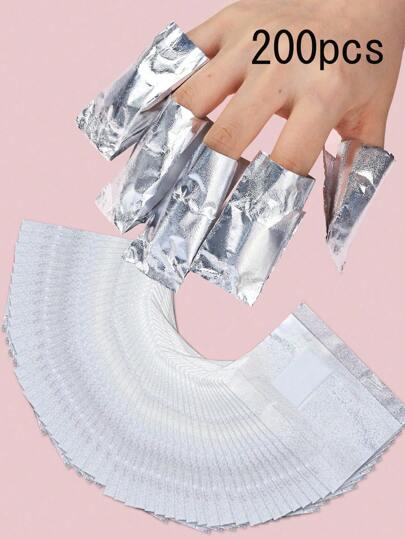 20/50/100/200Pcs Nail Art Soak Off Foil, Aluminum Foil Wraps With Pad, Nail Polish Removal Tool Metal Cuticle Peeler Remover Tool Nail Polish Gel Remover Soak Off Caps