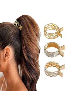 3 Stück Mehrfarbige Strass Metall Haarspangen für Damen, elegante und einfache koreanische Stil Haraccessoires, perfekt für täglichen Gebrauch, Party Haarspangen, Haarklammern, Haarklemmen, Haarclips