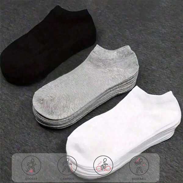 100/80pcs Minimalist Moisture-Wicking, Antibacterial Low Cut Sports Socks Set, Milk Pattern. Versatile Plain Color Casual No-Show Ankle Socks, Lightweight & Comfortable, Odor Resistant, Non-Slip, Suitable For Everyday, Sports, Home, Casual Wear. Available In Black, Gray, White. 60/50/40/30/20/18/10/8/6/4/2pcs Per Set.