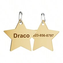 Customized Stainless Steel Pet ID Tag, Can Engrave Pet Name And Phone Number - Pet Anti-Lost Collar Pendant, Also Can Be Used As Keychain Accessory To Prevent Pet From Getting Lost - Pentagram - View 20