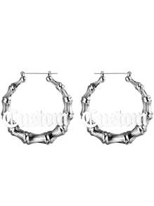 Brincos de argola personalizados com nó de bambu, 80 mm, grandes, aço inoxidável, exagerados, femininos, declaração, clássico, vintage, letra inglesa, presente de aniversário de casamento para namorada, esposa