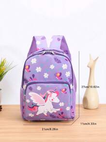 1pc Fashion Cute Cartoon Butterfly & Unicorn Printed Random Pattern Backpack