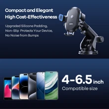 Remax Suction Cup Car Phone Holder, Center Console Car Mount, One Click Lock, 360-Degree Rotatable, Free Adjustment, Not Obstructing The Line Of Sight, Adjustable Bottom Support, Hollow Silicone Base, Compatible With Phone Of 4-6.5inch - 黑色 - 查看 7