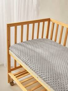 Customizable Embroidered Text Kids Fitted Sheet, Warm & Soft Flannel Baby Personalized Name Crib Skirt, Winter Baby Shower Family Decorations Gifts Winter Eve Gifts Back To School Winter Gift Ideas Boy Girl Valentine's Day - Grey - View 5