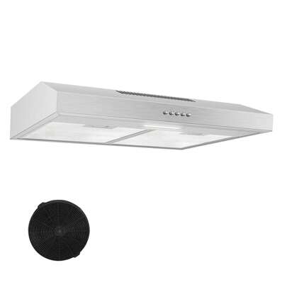  Campana extractora TopStrong base 60cm, recirculación/expulsión de aire 201 m³/h, campana extractora con filtro de carbón activo, acero inoxidable, 3 niveles, luz LED 2W