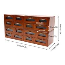 Wooden Storage Box,Wooden Multi Drawer Storage Organizer,Wedding Keepsake Box,Desktop Drawer Organizer,Small Vintage Style Storage Organizer,Office,Desktop Countertop,For Bedroom,Living Room - Rỉ Nâu - Xem 4