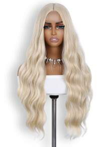 28 pulgadas sintético rizado de onda sutil textura largo pelo rizado extensión en dorado color - Dorado - Ver 3