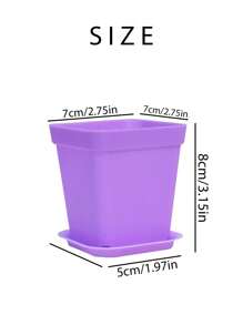 Set da 10 Pezzi Vaso da fiori quadrato di colore misto, mini vaso per piante grasse con vassoio, fioriera in plastica, decorazione domestica da giardino