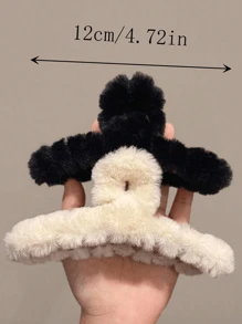 3 件套女士冬季蓬松可爱大号发爪夹，黑色、白色和棕色，时尚百搭的冬季装扮配饰，女士发饰，美发工具，美容配饰，卷发配饰，秋季，头发，发饰，女士发饰，旅行，发饰，女士配饰，发饰，女士发饰，美发工具，发饰，东西，美容配饰 - 彩色 - 查看 3