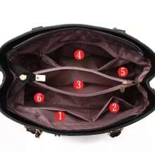 Kit Bolsa Feminina Luxo De Mão Vintage Chaveiro - Preto - Visão 6