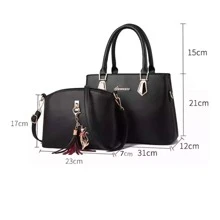 Kit Bolsa Feminina Luxo De Mão Vintage Chaveiro - Preto - Visão 5