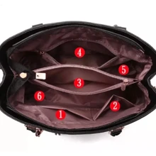 Kit Bolsa Feminina Luxo De Mão Vintage Chaveiro - Preto - Visão 2