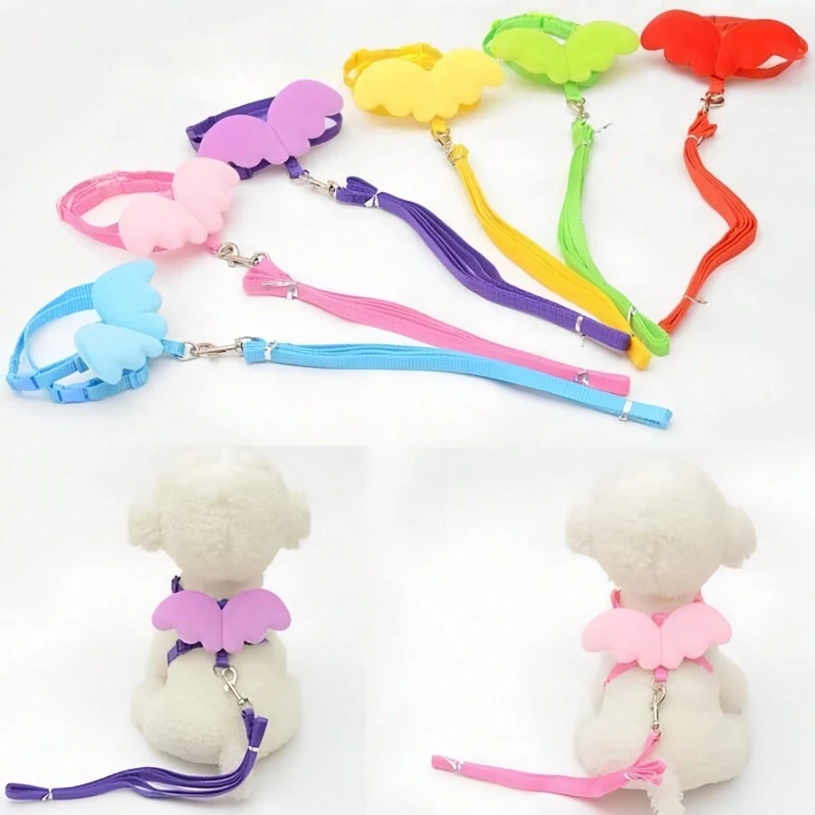 Angel Cat Harness Collar Pet Colorful Adjustable With Leash And Wing 024-084 - Multicolor - Ver 1