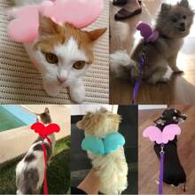Angel Cat Harness Collar Pet Colorful Adjustable With Leash And Wing 024-084 - 彩色 - 查看 2