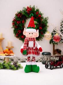 1 pieza Decoración telescópica de hada de Acción de Gracias, decoraciones navideñas creativas, decoración de adorno, decoración telescópica de doble cuerno rojo y verde, de pie en la ventana, escenario de escritorio de restaurante, mejor regalo para decoración del hogar de ambiente festivo - Multicolor - Ver 12