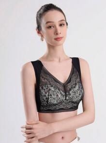 3pcs Summer Lace Small Floral Lce Silk Thin Seamless Gathered Side Breast Vest LargeSize Seamless Beautiful Back Bra One-Piece Tube Top Underwear Thin Large ChestSmall Bra