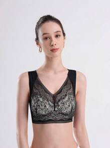 3pcs Summer Lace Small Floral Lce Silk Thin Seamless Gathered Side Breast Vest LargeSize Seamless Beautiful Back Bra One-Piece Tube Top Underwear Thin Large ChestSmall Bra
