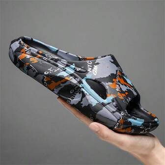 男士超酷迷彩印花 EVA 超柔软户外沙滩度假室内防滑人字拖