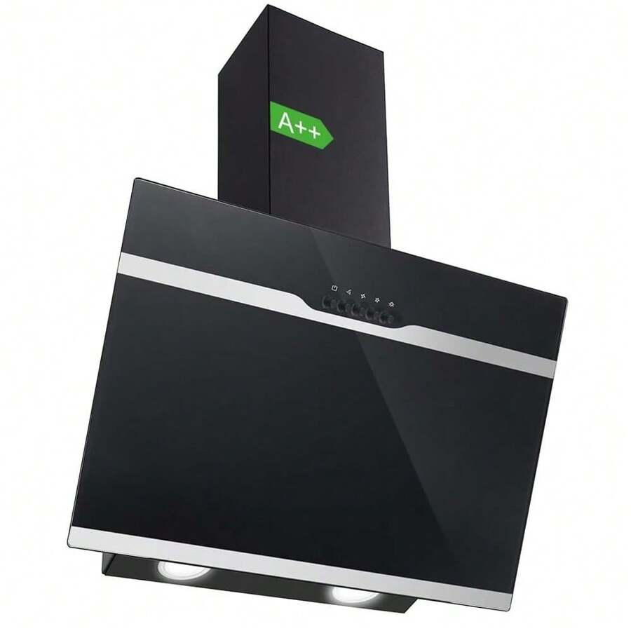 SNDOAS Dunstabzugshaube 60cm, Abzugshaube mit 350 m³/h Starker Saugleistung, 3 Geschwindigkeiten, Abluft-/Umluftmodus, LED-Leuchte, Leise Betriebsgeräusche 56dB, Schwarz [Energieklasse A++]