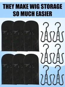 3/6 件套接发架假发收纳袋可容纳多个假发架假发袋带衣架接发收纳袋假发衣架可容纳多个假发接发、假发及配件