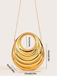 全新时尚银色金属不对称手拿包适合晚会潮流女士手提包 - 金色 - 查看 8