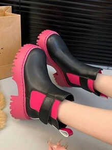 Giày bốt Chelsea đen co giãn, giày bốt cổ ngắn Goth gót dày & giày bốt ngắn cho nữ - màu đen - Xem 2