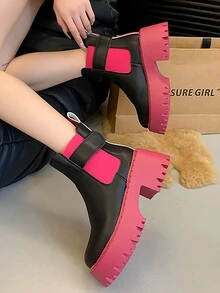 Giày bốt Chelsea đen co giãn, giày bốt cổ ngắn Goth gót dày & giày bốt ngắn cho nữ - màu đen - Xem 5