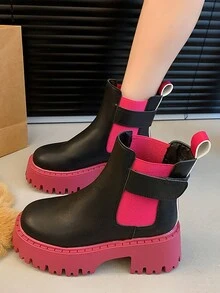 Giày bốt Chelsea đen co giãn, giày bốt cổ ngắn Goth gót dày & giày bốt ngắn cho nữ - màu đen - Xem 3