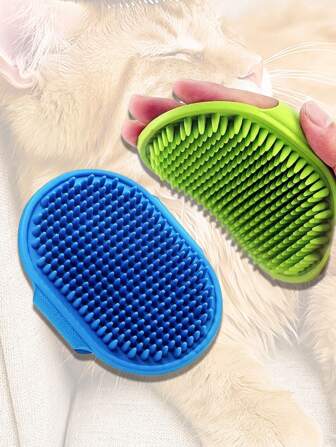 2pcs/1pc Shampoo Shower Brush, Soothing Massage Comb With Adjustable Handle, Suitable For Short And Long Hair Dog And Cat Grooming