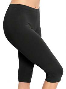 Women's Plus Size Knee-Length Capri Cotton Leggings | X-Large - 7X Adult - 黑色 - 查看 1