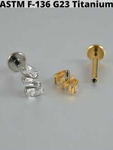 1件装 Cz 小鹿 G23 纯钛耳骨钉 16G 内螺纹锆石花朵耳廓耳屏穿刺饰品 - 如圖 - 查看 2