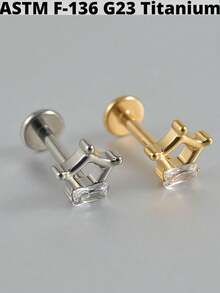 1件装 Cz 小鹿 G23 纯钛耳骨钉 16G 内螺纹锆石花朵耳廓耳屏穿刺饰品 - 如圖 - 查看 8