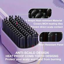 Mini Portable Cordless Hair Straightener Hot Comb Hair Straightener Negative Ion 3 Temperature Settings, Instant Heat, Heat Safety - Portable Perfect For Home, Travel, Perfect Gift For Women - 紅色 - 查看 9