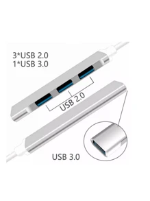 USB 3.0 Hub 4 Ports 5 Gbps Super Fast Mouse Keyboard HD - Bạc - Xem 3