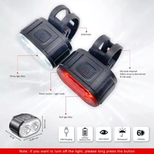 Mountain Bike Lights USB Rechargeable Bicycle T6 LED Torch Front Rear Lamp Set - Black - View 3