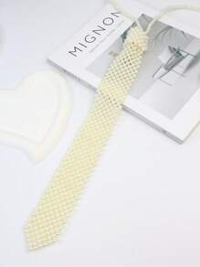 A Handmade Pearl Tie With Elegant Retro College Style For  Girls. Heavy-Duty Beaded, All-Match Fashion Item. A Hollowed-Out Woven Tie That Can Be Matched With Shirts, JK Uniforms And Suits. Suitable For Occasions Such As Campus Dances And Activity Parties. - Multicolor - View 17