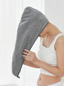 1 件装珊瑚绒超细纤维纯色干发帽，吸水，返校发帽