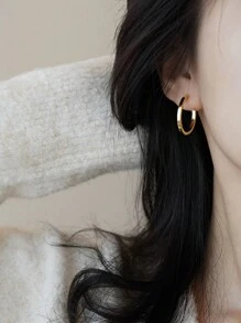 1pair S925 Sterling Silver Loop Hoop Earrings, Lightweight Luxury Gift Jewelry For Women